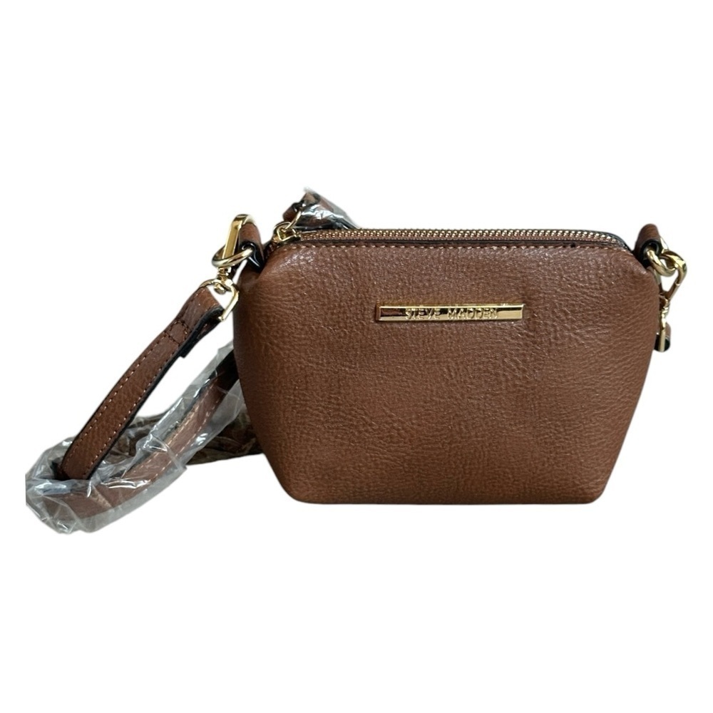 Steve Madden Mini Crossbody Bag NWOT Brown Faux Pebbled Leather Neutral